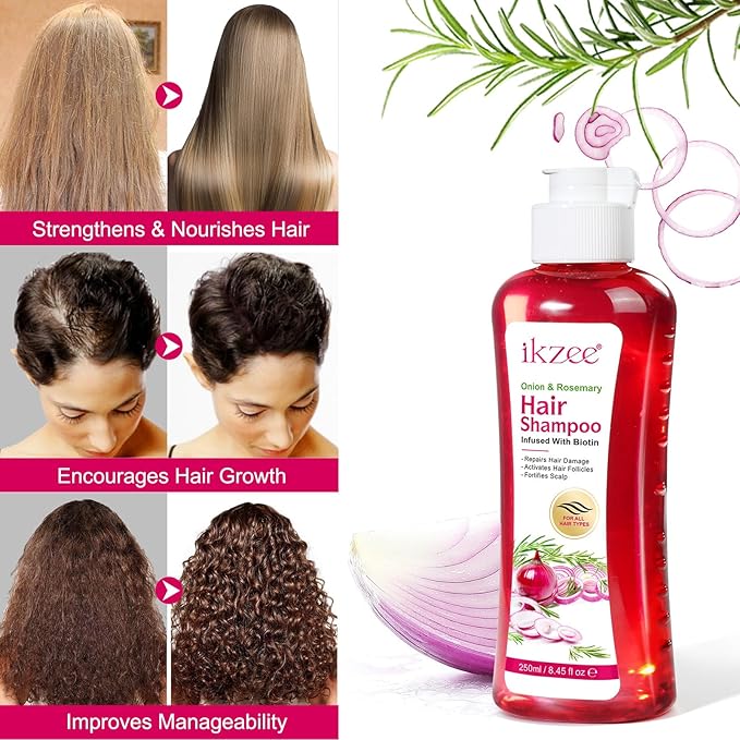 Onion Biotin and Rosemary Shampoo and conditioner Treatment Set, All Hair Types Conditioner Hair Care, Thinning Hair, Reduce Hair Loss -Soft and Shine - Promotes Growth for Fuller Healthier