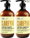 Clarifying Shampoo and Conditioner Set - Sulfate Free Hair Care Products for Women and Men - Deep Cleansing for Oily Scalp - Ideal for Swimmers - 16 Fl Oz (Set of 2)