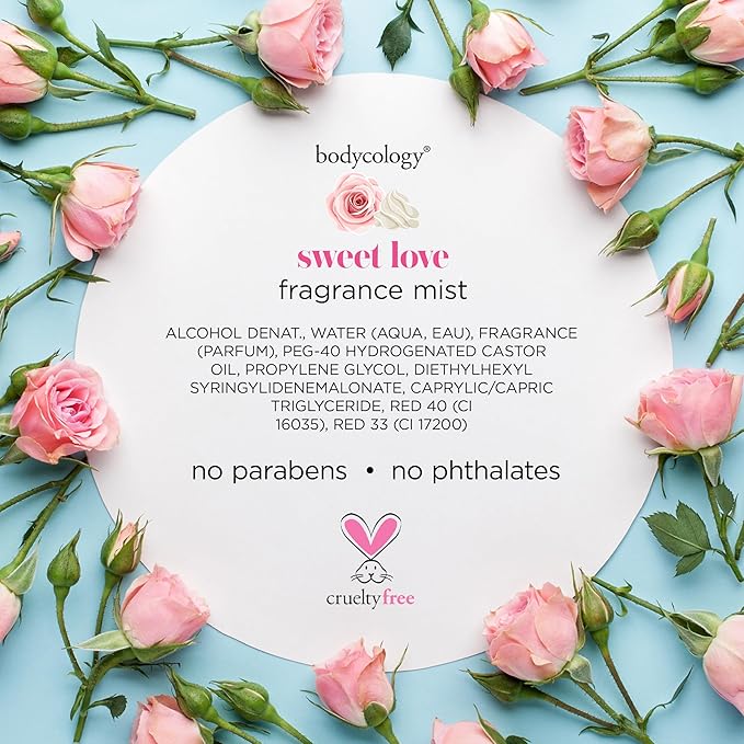 Bodycology Long-Lasting Fragrance Body Mist, Sweet Love, 8 fl oz (Pack of 2)