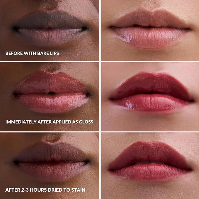 Mango People Hydrating Glossy Fruit Lip Stain, Long Lasting Tint & Oil Stain, Lightweight Lip Makeup with High-Shine Finish for Soft, Smooth and Nourished Lips - Pink Bangle