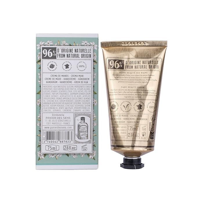 Panier des Sens – White Jasmine Hand Cream – Moisturizing Hand Lotion for Dry Skin – Premium French Hand Cream, Softening Care for Women, 97% Natural Ingredients, 2.5 Fl Oz