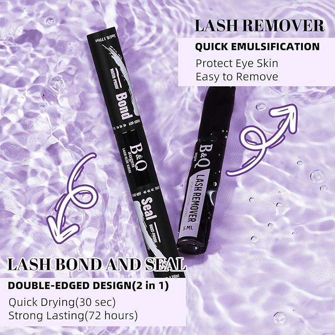 B&Qaugen Lash Extension Kit 192 PCS Eyelash Extension Kit D Curl Lash Clusters Kit Wispy Individual Lash Kit DIY Lash Extension Kit with Lash Glue and Remover Applications (B05+B06, Kit)