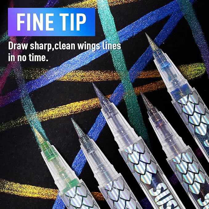 SUSIKEKI Chameleon Metallic Duochrome Liquid Eyeliner, Color Shifting Shimmery Eye Liner, Duo-color Waterproof Long Lasting Glitter Eye Makeup Pen Eyeliners (Mermaid Gleam)