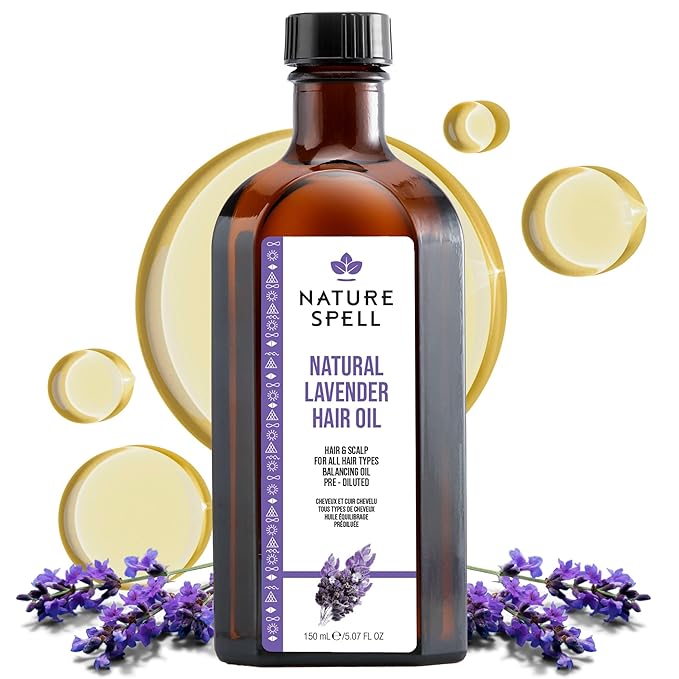 Nature Spell Lavender Oil for Hair Growth, Pre-Diluted Scalp Oil to Reduce Dandruff, Soothe Itchy Scalp, Maintain Scalp Clarity, Multipurpose, for All Hair Types, Vegan, 5.07 fl oz