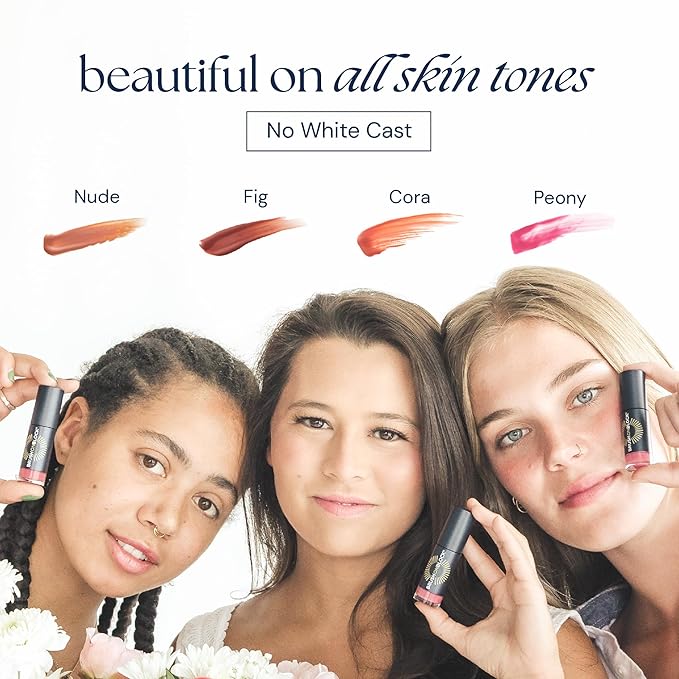 Brush On Block Sun Shine Protective Lip Oil 3 Color Variety Pack, Broad Protection Hydrating SPF 30 Mineral Sunscreen, Cruelty-Free, Gluten-Free, & Vegan | Nude Tint, Fig, & Peony