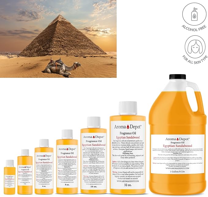Egyptian Sandalwood 8 oz. Fragrance Oil I Perfume I Skin Oil I Scented Oil. DIY Projects Such as Candles, Bath Bombs, Body Butters, Creams & Lotions. Few Drops in The Diffuser, Burners, or Warmers.