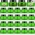 Tessco for you 24 Pack Plastic Jars with Lids Labels Multiuse Slime Containers Empty Body Scrub Jars Round Refillable Cosmetic Body Butter Container for Makeup (8 oz,Green,Black)