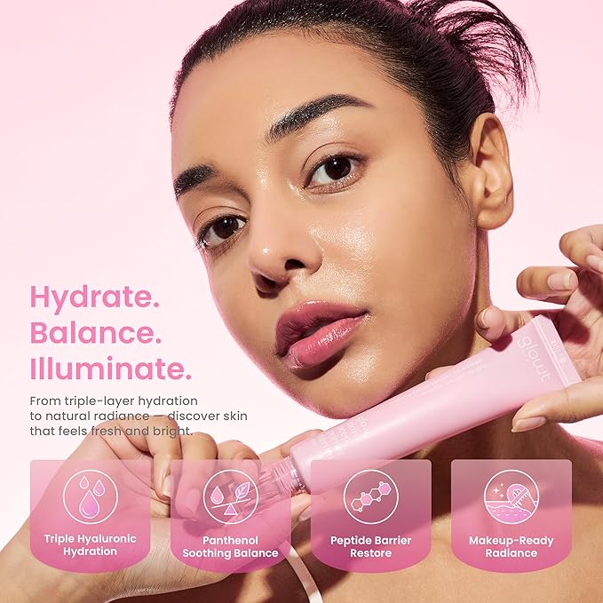 Glow Skin Prep Primer Serum – Makeup Gripping & Hydrating Radiance Base | Triple HA, Panthenol & Biopeptides | Flawless, Extended Wear Primer | 45 ml / 1.52 fl. oz.