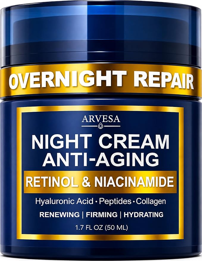 Night Cream for Women Anti Aging - Night Moisturizer for Face with Retinol, Peptides, Niacinamide - Anti-Wrinkle, Firming & Hydrating Skin Care - Fragrance-Free, Non Greasy Overnight Face Cream