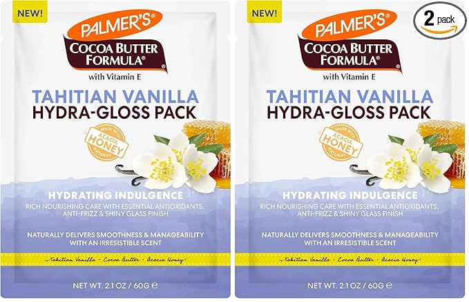 Palmer's Cocoa Butter Formula, Tahitian Vanilla Hydra-Gloss Pack, (2.1 Fl Oz), Nourishing Conditioner Treatment with Vitamin E & Acacia Honey for Shine, Smoothness & Frizz Control, All Hair Types