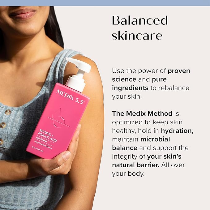 Medix 5.5 Retinol Body Cream + Vitamin C Lotion Anti Aging Moisturizer Skincare Set, Retinol Lotion Targets Wrinkles, Sagging Skin, Crepey Skin, Vitamin C Cream Brightens & Hydrates Dry Skin, Bundle