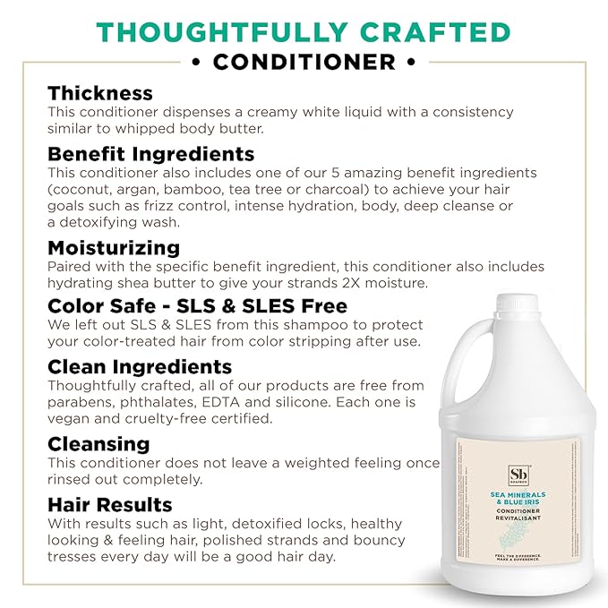 Soapbox Sea Minerals & Blue Iris Conditioner, Refill Bulk Size For Rentals, Guest Rooms & Hotels - Clean Ingredients Free of Harsh Chemicals, Sulfates, Parabens & Silicones - 1 Gallon Bottle