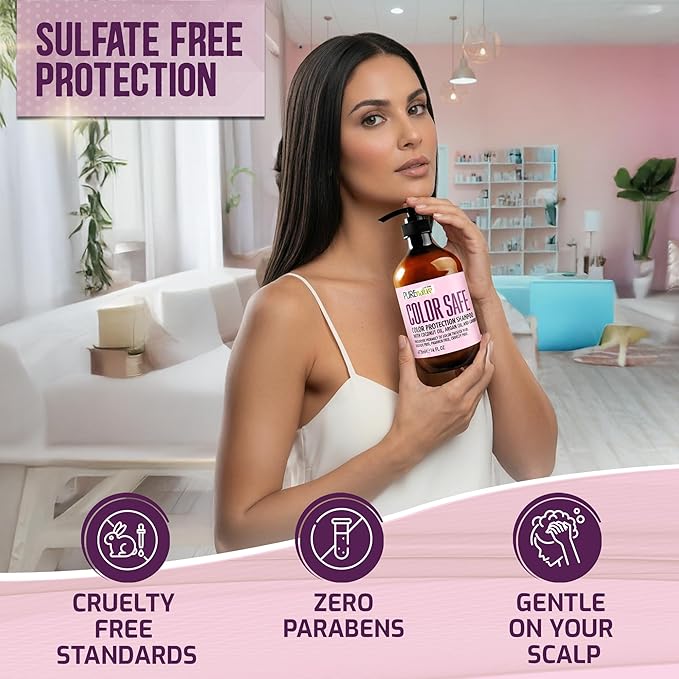Color Safe Shampoo - Sulfate Free for Color Treated Hair - Moisturizing and Nourishing Care - Paraben Free, Color Protecting Formula - Professional Salon Grade Quality for Men and Women - 16 Fl Oz