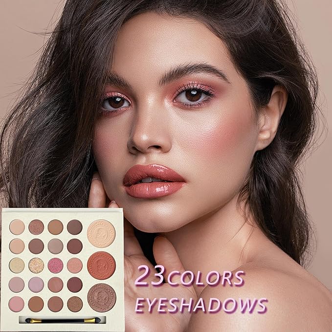 K'APEINE Brown Eyeshadow Palette, 23Colors Matte Shimmer Eyeshadow Nude Neutral Makeup Palette Smoky Eye Shadow Pallet with 1 Brush Highly Pigmented Waterproof Makeup Kit for Women Daily, Party