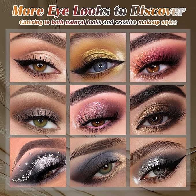 UCANBE Professional Neutral Smokey Eyeshadow Makeup Palette, Matte Shimmer Metallic Black Grey Dark Goth Eye Shadows for Halloween, Pigmented Warm Smoky Naked Nude Rosy Gold Brown Pallet Make Up Kit