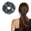 ZLYC 100% Mulberry Silk Hair Tie Scrunchie 19 Momme Gentle Creaseless Dent-Free Ponytail Holder for Women, 6cm Solid Gray