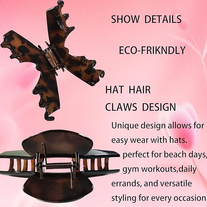 3PCS Large Hair Clips for Hat, Baseball Hair Claw Clips for Women Girls,Large Trucker Hair Claw Clip Non-Slip Strong Hold Hat Hair Clips, Fit for Long Thick Thin Hair Styling