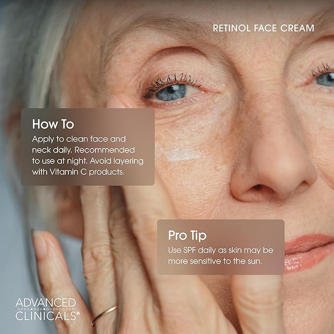 Advanced Clinicals Retinol Cream Face Moisturizer | Encapsulated Retinol Lotion For Face With Ferulic Acid + Vitamin E To Soften Appearance Of Crepey Skin & Look of Fine Lines & Wrinkles, 2.5 Fl Oz
