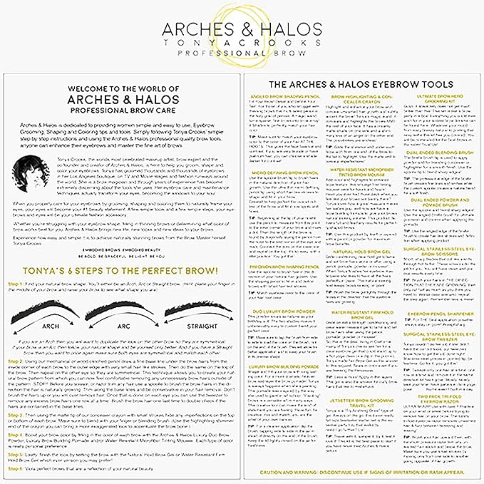 Arches & Halos Jetsetter Kit - Travel Size Kit for Flawless Brow Shaping and Grooming On the Go - Includes Five Essential Eyebrow Care Tools - Professional Grade Formulas and Design - Light - 1 pc