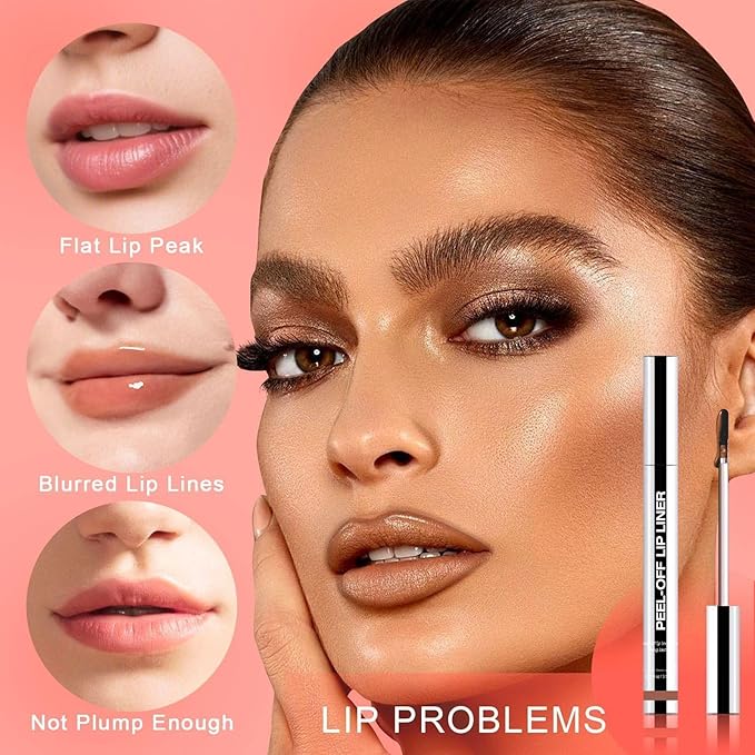Lip Stain - Lip Liner Stain, Long Lasting Peel Off Lip Stain, Natural Matte Peel Off Lip Liner Stain, Waterproof, Transfer-proof, Easy to Use, Long Wear Lip Tattoo, Warm Gifts for Women (Coffee)