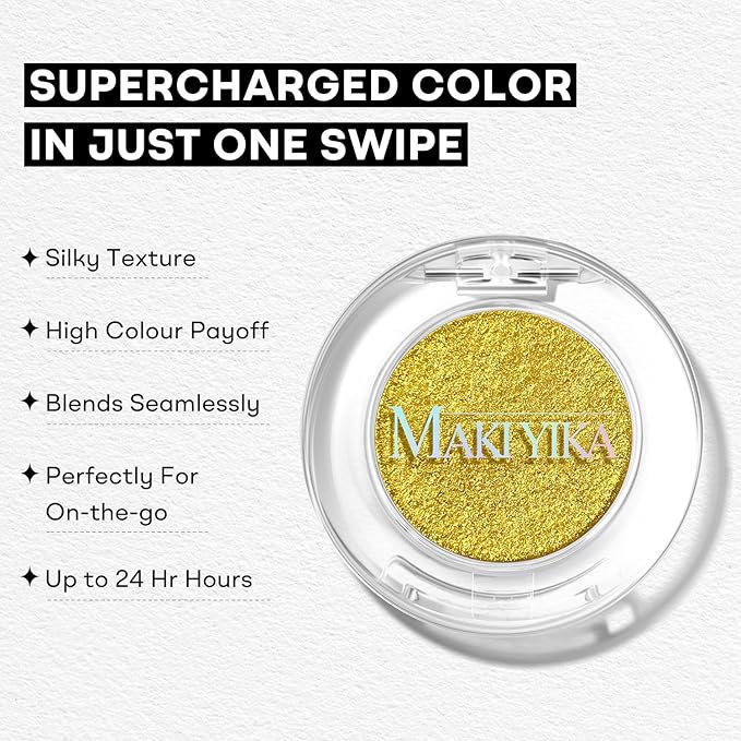 MAKI YIKA Glitter Gold Crème Eyeshadow Single Shimmer Cream Eye Shadow palette for Women, Color Stay Long Lasting Waterproof Eye Makeup Monochrome Eyeshadows,#15
