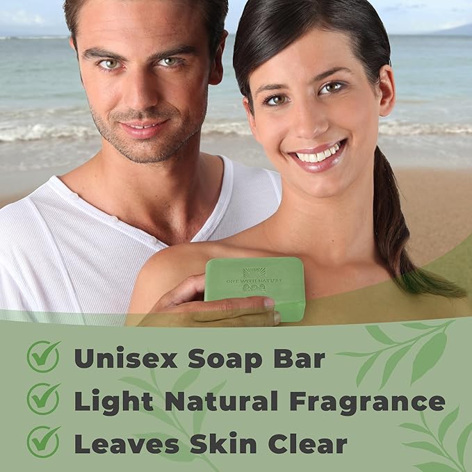 One With Nature Eucalyptus Soap 7oz 3-Pack – Rejuvenating and Exfoliating Soap Bar with Dead Sea Salt for Face & Body, for Men & Women