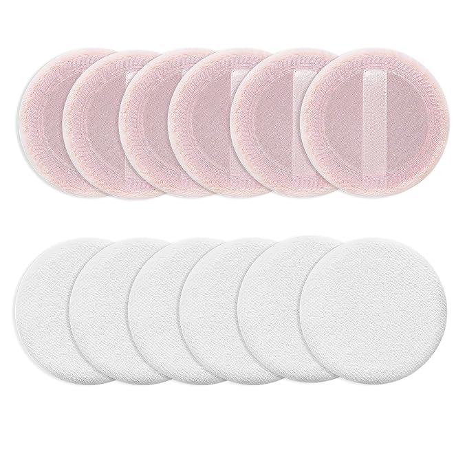 Sibba 12 PCS Blush Loose Powder Make Up Puff Face Setting Body Makeup Soft Velour Sponge Cosmetic Make Up Mini Portable Finger Applicator Holder Small Fluffy Highlighter Facial Cosmetic Cushion
