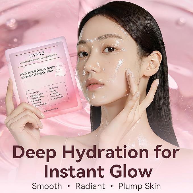realori Salmon DNA PDRN Collagen Face Mask – Korean Face Mask for Glass Skin – Collagen Face Masks Skincare Overnight Hydrogel – Firming, Hydrating Face Masks, Pink Collagen Mask 4-Pack