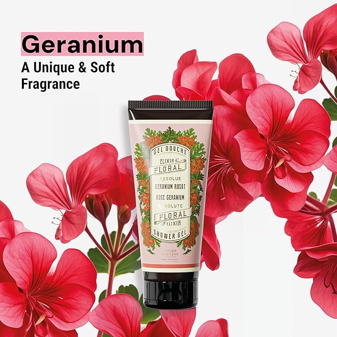 Panier des Sens - Rose Geranium Moisturizing Body Wash for Women & Men - Gentle Shower Gel - 96% Natural - Normal, Sensitive Skin - Body Care Made in France, SLS Free, Vegan - 6.8 floz