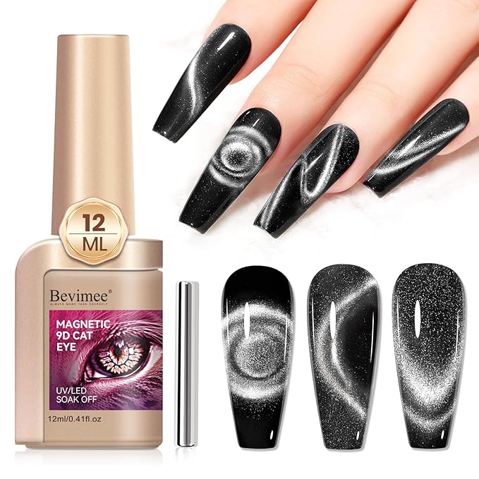 Cat Eye Gel Nail Polish Silver 12ML 9D Chameleon Cateye Magnetic Nail Polish Gel Holographic Cat Eye with Magnet Stick Varnish Soak off Manicure 1PC