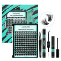 Lash Extension Kit 3D Effect Lash Clusters Kit 144pcs D Curl Eyelash Extension Kit with Lash Bond and Seal Lash Remover Lash Tweezers for Lash Clusters Eyelash Clusters Kit (Shadows, D-10-18mm Kit)