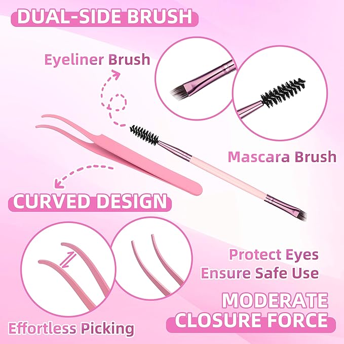 YIDUO Volume Lash Clusters Kit 255Pcs Wispy Individuals Eyelash Extension Kit 3 Styles Thick Clusters Lashes Extensions Kit with Bond and Seal |Tweezers |Removers |Eyelash & Eyebrow Brush