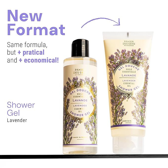 Panier des Sens - Lavender Moisturizing Body Wash for Women & Men - Gentle Shower Gel - 96% Natural - Normal, Sensitive Skin - Body Care Made in France, SLS Free, Vegan - 6.8 floz