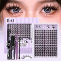 B&Q Manga Lash Clusters Kit Anime Lashes 8-18mm Mixed 144pcs Eyelash Extension Kit Thick Curly Manga Style Feature Spike Eyelash Clusters Perfect Choice for Beginners at Home(KIT-Anime 02)