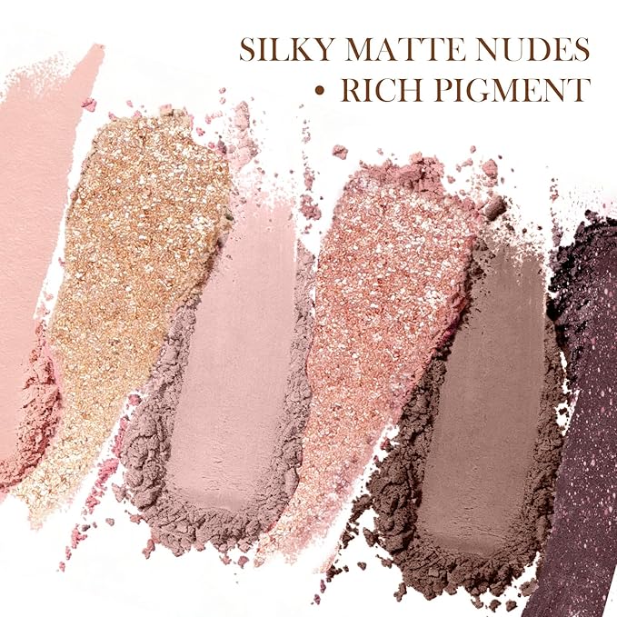 6 Colors Shimmer Glitter Eyeshadow Palette, 2 High-Shine Sparkle & 4 Fine Shimmer Shades with Mirror, Mini Travel Size, Highly Pigmented Long Lasting Metallic Finish Makeup Palette for Daily