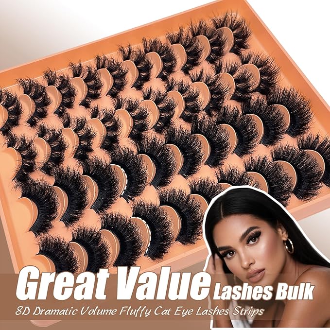 False Mink Eye Lashes Fluffy Full Strip Eyelash Dramatic 20mm 25mm Big Long Lashes Pack Thick Eyelashes Extensions D Curl Faux Mink Eyelashes Bulk Styles Mixed YH306