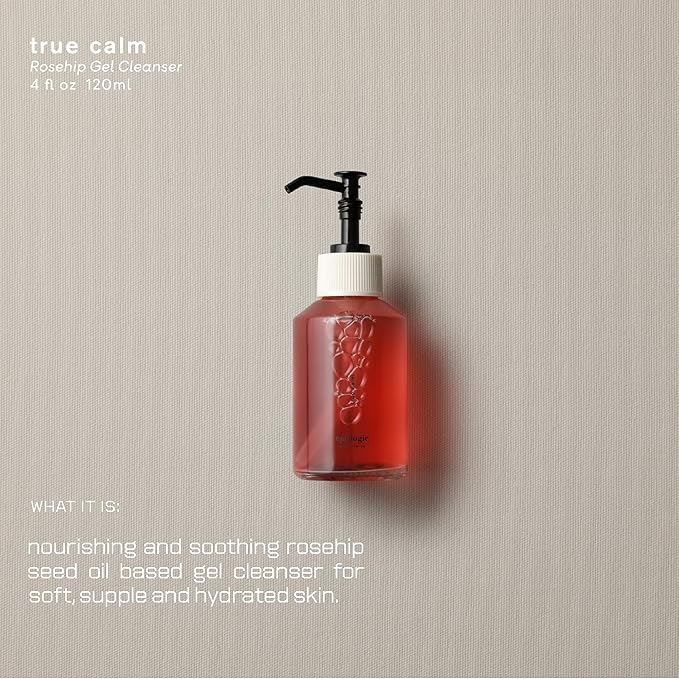 True Calm, Rosehip Gel Cleanser Calms & Hydrates with Rosehip Seed Oil, Polyglutamic Acid, Ashwagandha & Chamomile, Targets Dry, Irritated Skin - 4.05 fl oz