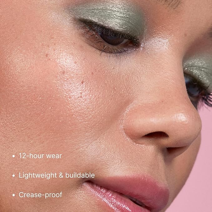 Winky Lux Rose Petal Liquid Eyeshadow, Longwear, Buildable, High-Pigment, Blendable, Crease-Proof, with Hydrating Vitamin E & Mango Seed Butter, Clean Beauty, Cruelty-Free, Vegan, Sage Shimmer