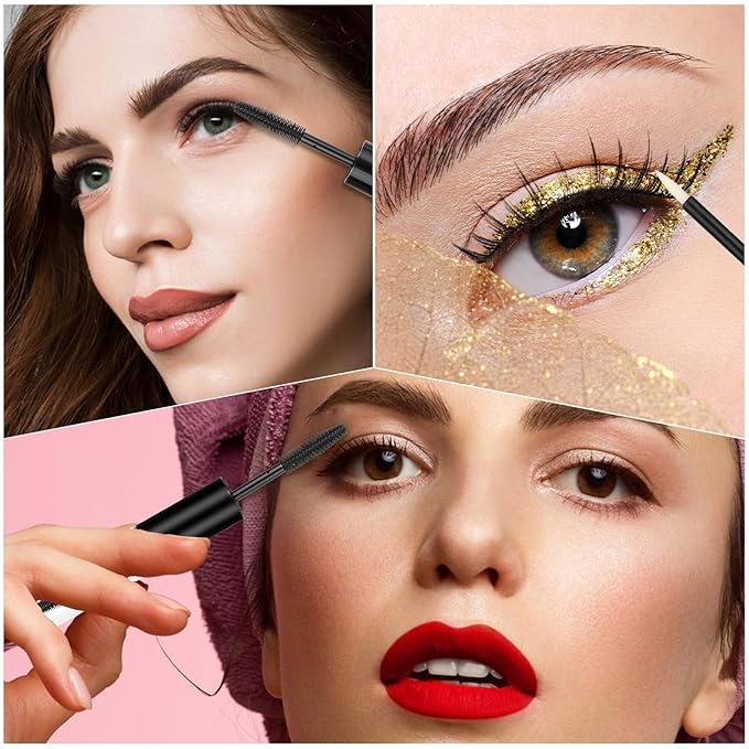 4 Pack Empty Mascara Tube and Wand Dual 2-in-1 Mascara Wand and Eyeliner Tube Refillable Mascara Tube with Funnel for castor oil Eyebrow Growth Serum