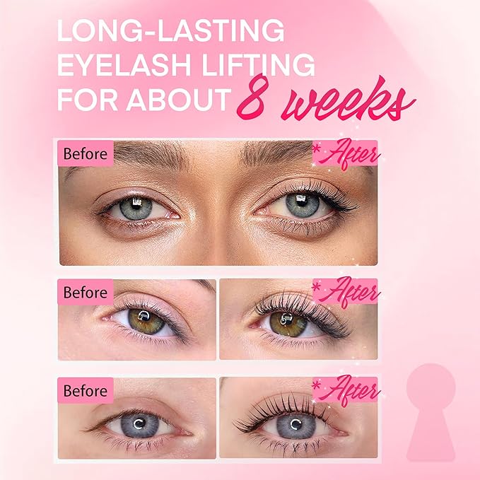 Lash Lift kit at Home Salon: Professional Eyelash Perm Kit for Beginner - Eyelash Eyebrow Curling Set Glue Upgraded Version (Pink)