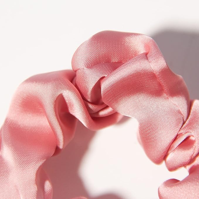 Pack of 2 Knotted Bow Hair Scrunchies Elastic Hair Scarf Hair Ties Bands Satin Hair Ribbon Scrunchy Ponytail Holder for Women and Girls,Hair Scarf Scrunchies,Hair Accessories (Shell pink)