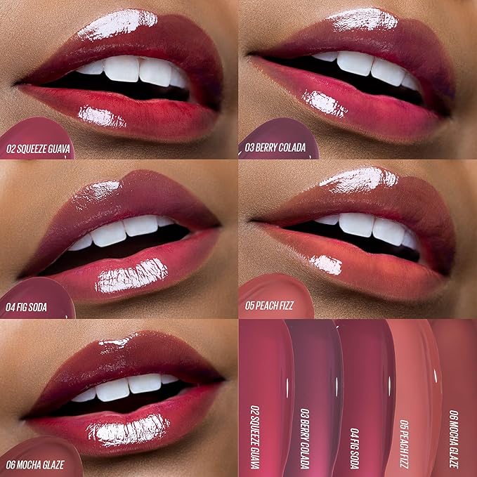 Kaja Lip & Blush Glazed Keychain Stain - Jelly Charm 01 Cherry Spritz | with Triple Berry Complex, Lemon Fruit Extract &Olive Squalane, Hydrating, Long Lasting Tint