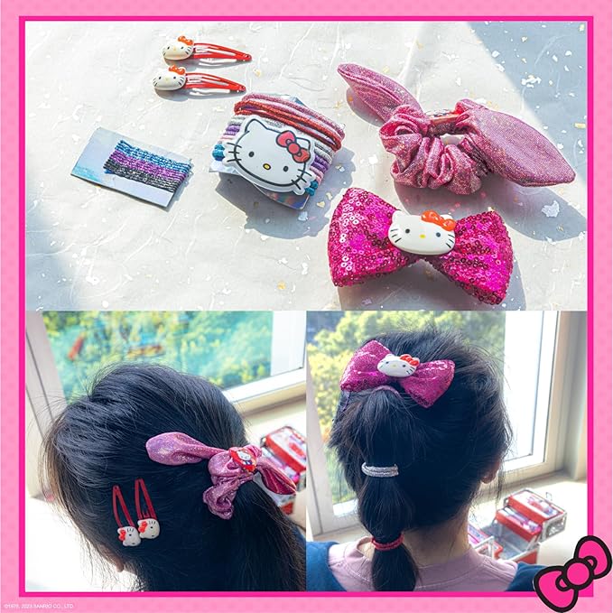 Hello Kitty Train Case Cosmetic Makeup Set Includes Lip Gloss, Eye Shimmer, Nail Polish, Hair Accessories & More! For Girls, Ages 6+ Perfect for Parties & Makeovers by Townley Girl