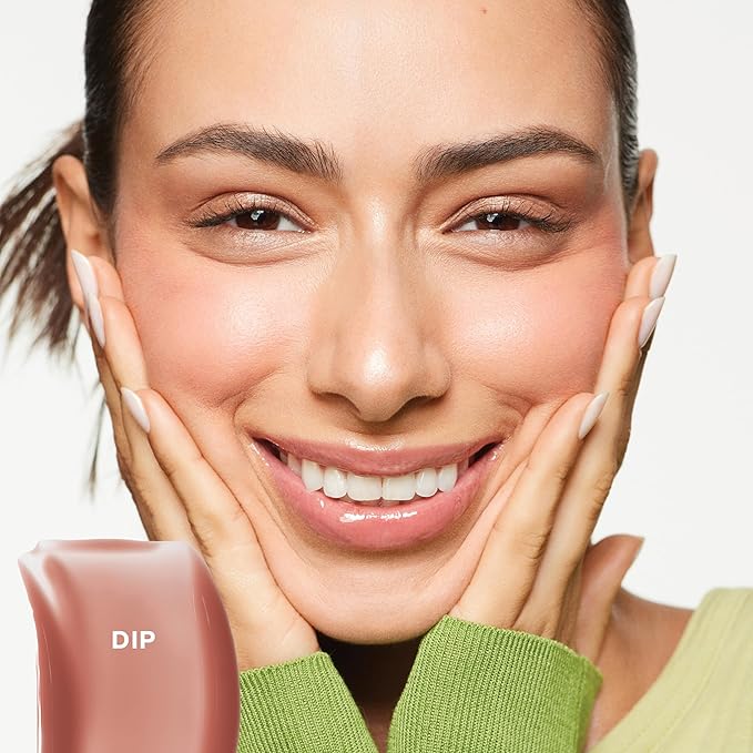 Saie Glossybounce - Hydrating Lip Gloss and Tinted Lip Oil Hybrid with Hyaluronic Acid & Jojoba Oil for Non-Sticky, Ultra-Shiny, Plump & Soft Lips - Everyday Makeup Essential - Dip (.17 oz)