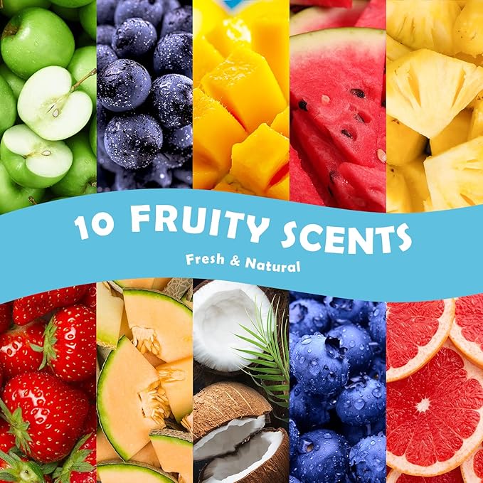 Fruity Fragrance Oil, Holamay Premium Fruit Essential Oils for Diffuser, Candle Soap Making Scents, 10x5ml, Coconut, Strawberry, Mango, Pineapple, More Home Diffusers Oil Scents, Summer Oils Gift Set