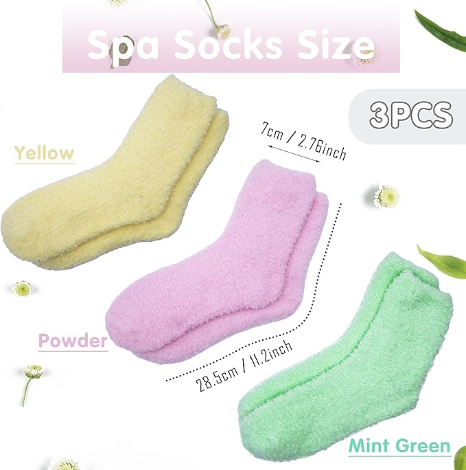 3 Pairs Aloe Moisturizing Socks for Dry Cracked Feet, Sleeping Fuzzy Non-Slip Lotion Socks for Women Men Spa, Foot Care for Repairing Softening Dry Cracked Heel