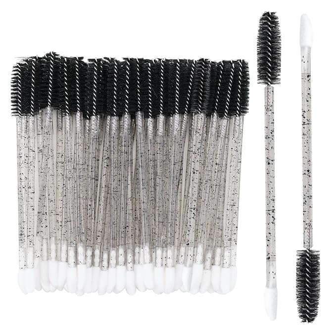 G2PLUS 100pcs Eyelash Brush Lip Brush, Dual Ended Eyelash Extension Brush, Black Mascara Wands and Lipstick Applicator, Portable Makeup Brush for Eyebrow, Lip Gloss and Lash Extension