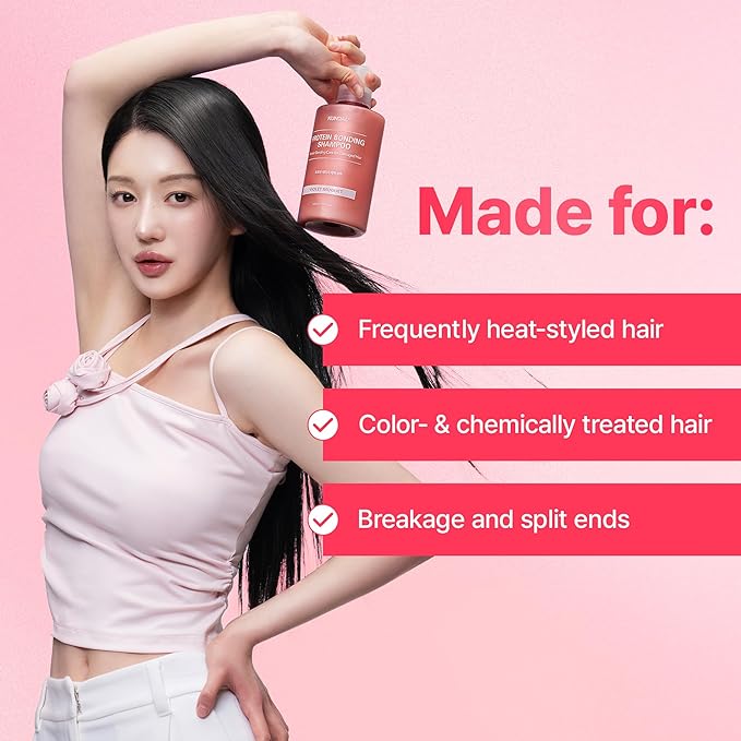 KUNDAL Protein Bonding Shampoo and Conditioner Set Korean Hair Care, Damage Repair, Frizz Control, Heat Protection, 16.9fl oz (VIOLET MUGUETN SET)