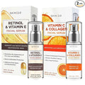 Skin 2.0 Retinol & Vitamin E + Collagen & Vitamin C Serum For Face – Dermatologist Tested, Anti Aging, Korean Skin Care – Smooths Lines, Firms, Hydrates, Revitalizes – Vegan, Clean Beauty – Pack of 2