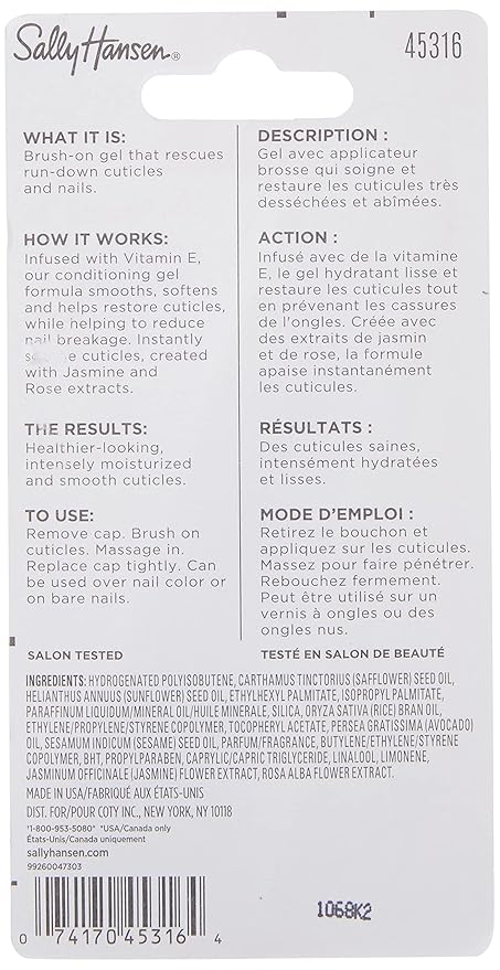 Sally Hansen Cuticle Rehab™, Moisturizing Treatment, Hydrates Nails and Cuticles, Reduces Breakage, Includes Jasmine, Rose and Vitamin E (Pack of 3)